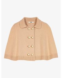 Maje - Collared Button-Down Wool And Cashmere Blend Cape - Lyst