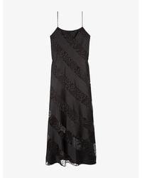 The Kooples - Sleeveless Lace-Trim Silk Maxi Dress - Lyst