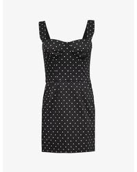 Dolce & Gabbana - Polka Dot-print Flared-hem Stretch-cotton Mini Dress - Lyst