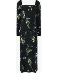Ro&zo - Square-neck Floral-print Woven Midi Dress - Lyst