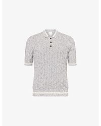 Eleventy - Cable-Knit Short-Sleeves Cotton Polo Shirt - Lyst