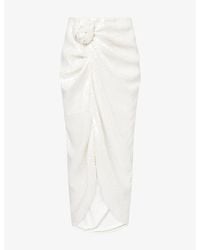 ROTATE BIRGER CHRISTENSEN - Knot-Detail Asymmetric-Hem Sequin-Embellished Midi Skirt - Lyst