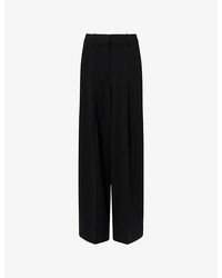 Theory - Pleated Wide-Leg Woven Trousers - Lyst