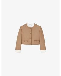 Sandro - Button-Up Regular-Fit Cropped Wool-Blend Jacket - Lyst