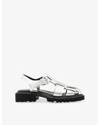 AllSaints - Tess Metallic-Leather Sandals - Lyst