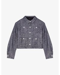 Maje - Metallic-weave Cropped Tweed Jacket - Lyst