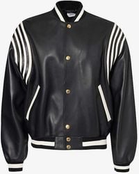 Bally - Striped-sleeve Stand-collar Regular-fit Leather Bomber Jacket - Lyst