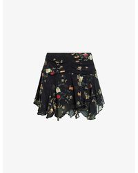 AllSaints - Erica Kora Floral-print High-rise Woven Mini Skirt - Lyst