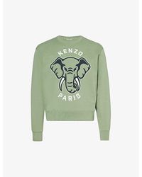 KENZO - Elephant-print Branded Cotton-jersey Sweatshirt X - Lyst