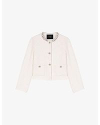 Maje - Pearl-Trim Tweed Jacket - Lyst