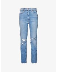 Mother - Rider Ankle-fray Straight-leg High-rise Stretch-denim Jeans - Lyst