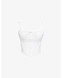 House Of Cb - Selma Striped Stretch-Woven Top - Lyst