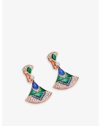 BVLGARI - Divas' Dream 18Ct Rose- 0.40Ct And 1.28Ct Diamond, 0.80Ct Sapphire, Malachite And Tanzanite Earrings - Lyst