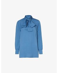 Gucci - Self-tie High-neck Silk Shirt - Lyst
