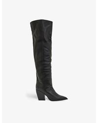 AllSaints - Reina Pointed-toe Knee-high Leather Boots - Lyst