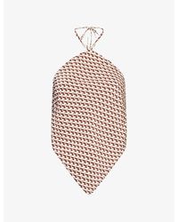 Cheap Monday - Prato Halterneck Geometric-Print Silk Top - Lyst