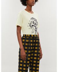 Sandro Slogan-print Cotton-jersey T-shirt - Yellow
