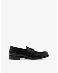 Prada - Triangle-Logo Brushed Leather Loafers - Lyst