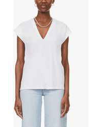 FRAME - Le Mid Rise V-neck Organic Cotton T-shirt - Lyst