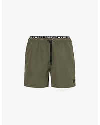 Emporio Armani - Drawstring Branded-waistband Swim Shorts - Lyst