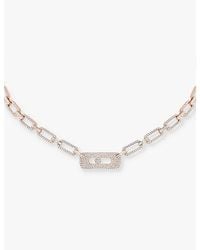 Messika - Move Link Pavé 18Ct Rose- And 2.55Ct Diamond Necklace - Lyst