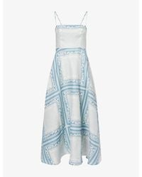 Reformation - Monette Square-Neck Linen Midi Dress - Lyst