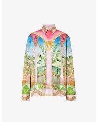 Casablancabrand - Graphic-print Cotton-poplin Shirt - Lyst