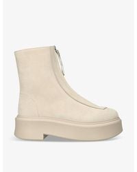 The Row - Leather Zip Platform Booties - Lyst