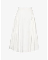 Yasmina Q - Soline Pleated Linen-Blend Midi-Skirt - Lyst