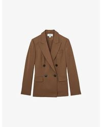 Reiss - Solene Peak-Lapel Double-Breasted Stretch Wool-Blend Blazer - Lyst