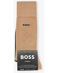 BOSS - Logo-pattern Pack Of Two Cotton-blend Socks - Lyst