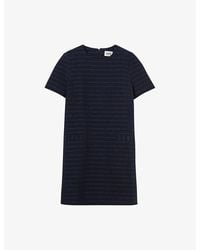 Claudie Pierlot - Stripe-Pattern Shift-Silhouette Cotton-Blend Mini Dress - Lyst