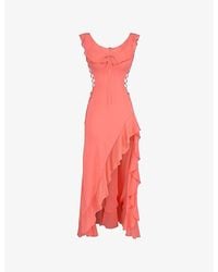 House Of Cb - Aloura Georgette Ruffle Woven Maxi Dress Xs (A-C Cup) - Lyst