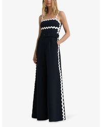 Reiss Inez Side-Stripe Woven Jumpsuit in Orange | Lyst