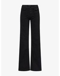 PAIGE - Leenah Patch-Pocket Wide-Leg Stretch-Denim Jeans - Lyst