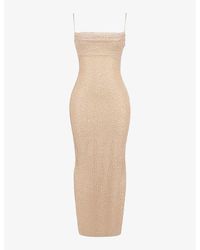 House Of Cb - Calla Bead-Embellished Mesh And Satin Maxi Dress - Lyst