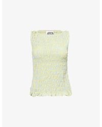 Amy Lynn - Sonya Shirred Cotton-Poplin Top - Lyst