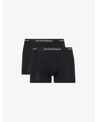 Emporio Armani - Branded-Waistband Pack Of Three Cotton-Jersey Boxer Briefs - Lyst