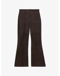 Reiss - Priya Flared High-Rise Suede Trousers - Lyst