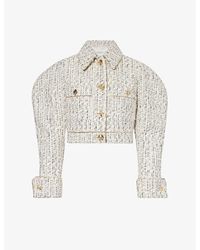 Nina Ricci - exaggerated-sleeve Tweed-textured Cotton-blend Jacket - Lyst