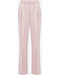 Victoria Beckham - Double-pleat Wide-leg Mid-rise Wool-blend Trousers - Lyst