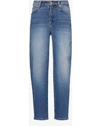 7 For All Mankind - Malia Mid-rise Tapered-leg Denim-blend Jeans - Lyst