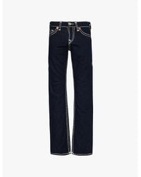 TRUE RELIGION - Ricky Flap Super T Exposed-Stitching Straight-Leg Slim-Fit Stretch-Denim Jeans - Lyst