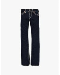 True Religion - Ricky Flap Super T Exposed-Stitching Straight-Leg Slim-Fit Stretch-Denim Jeans - Lyst