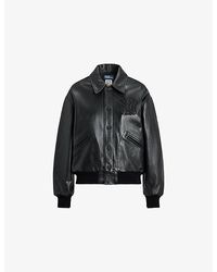 Polo Ralph Lauren - Yankees Logo-Embroidered Leather Bomber Jacket - Lyst