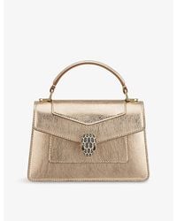 BVLGARI - Serpenti Forever Mini Stud-Embellished Leather Top-Handle Bag - Lyst
