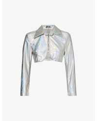 Amy Lynn - Holographic Cropped Faux-leather Jacket - Lyst