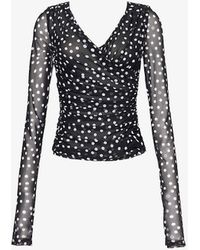 Dolce & Gabbana - Polka Dot-print Off-the-shoulder Stretch-woven Top - Lyst