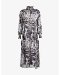 AllSaints - Floral-print Woven Maxi Dress - Lyst