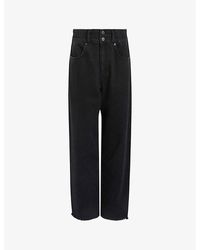 AllSaints - Hailey Elasticated-waist Frayed-hem Denim Jeans - Lyst